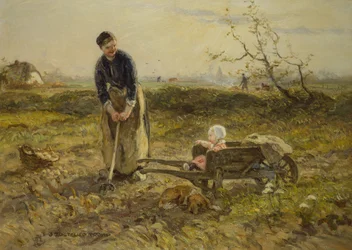 På markerne med Katia (olie på lærred)
