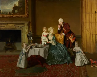 John, fjortende lord Willoughby de Broke og hans familie, c.1766