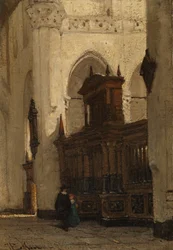 Figurer ved korskærmen i Nieuwe Kerk, Delft, ca. 1839-91 (olie på panel)
