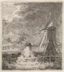 Landskab med vandmølle