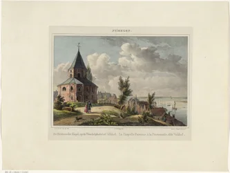 Sankt Nikolaus Kapel i Nijmegen Hedensche Kapel, på vandrepladsen Valkhof. La Chapelle Payenne, à la Promenade, dit Valkhof (titel på objektet) Nymegen. (serietitel på objekt)