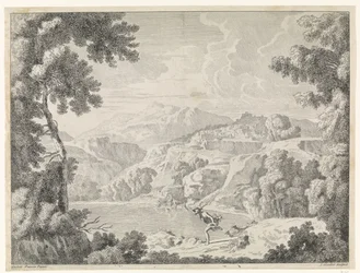 Actaeon bliver forvandlet til en hjort af den badende Diana Landskaber efter Gaspar Poussin (serietitel)