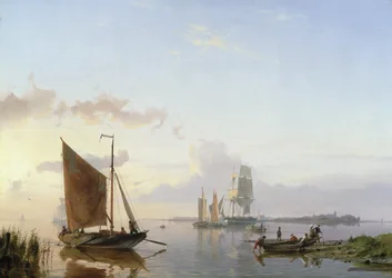 Sejlfartøjer i en flodmunding, 1853