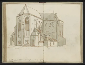 Til højre og bagved Pieterskerk i Utrecht