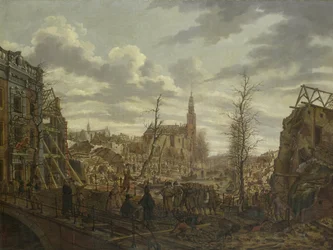 Rapenburg, Leiden, tre dage efter eksplosionen af et pulverskib den 12. januar 1807