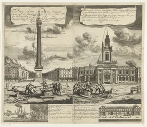 Brug af slangbrandspuiten i London, ca. 1690-1700 Den nye Sukeing Worme Engine Til hurtig og nem slukning af brande og dræning af damme og andet stillestående vand (...) (titel på objektet) Machina nova exuctoria vermi: formis Flammis restinguendi