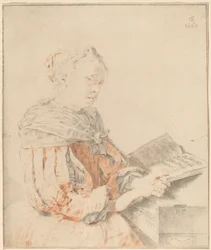 Ung pige ved tastaturet, 1767.