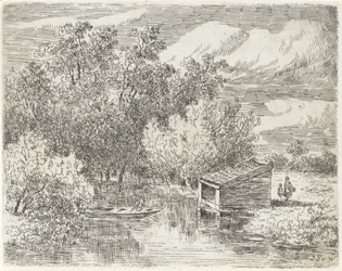 Bådehus ved en flod