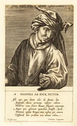 Portræt af Jan van Eyck, nederlandsk maler af tidlig nordrenæssancekunst