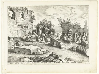 Have med fragmenter af antikke statuer Romerske ruiner, 1561 (serietitel)