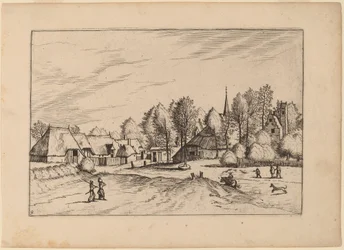 Landsby med kirketårn