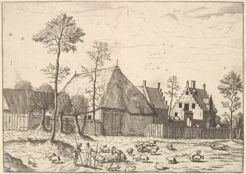 Skur med Sommerhus, fra De små Landskaber, 1559-61.