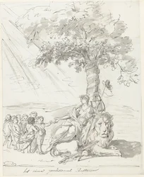 Folkets regering oprettet, dekoration på Amstelveld, 1795 Den nye foreløbige bestyrelse (titel på objekt)