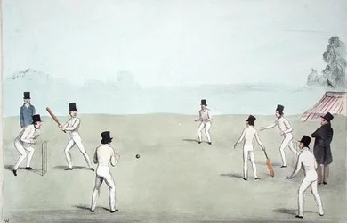 Vacation Amusement, No. 3 (Cricket - A Long Innings) (HB Sketches No. 653) publiceret 3. oktober 1840 (farve litho)