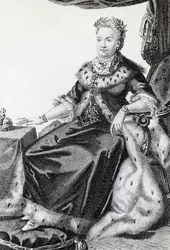 Catherine II, født Sophie Friederike Auguste (1729-1796), kejserinde af Rusland, gravering