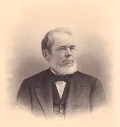 Portræt af den amerikanske gravør Andrew Varick Stout (1835-1906), gravering af FE Jones fra ladies Repository, USA, omkring 1870