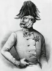 Portræt af Ferencz Gyulai (1798-1868), østrig-ungarsk general og politiker, gravering