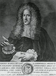 Portræt af Pirro Maria Gabbrielli (1643-1705), italiensk filosof og professor i teoretisk medicin og botanik, gravering af Cosimo Zocchi (aktiv 1740-ca 1787)