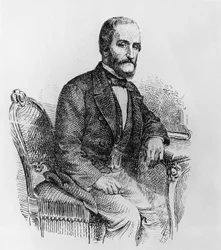 Portræt af Raffaele Busacca dei Gallidoro (1810-1893), italiensk politiker og økonom, gravering