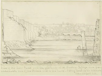 Burton-upon-Trent Bridge and Town: pentegning, nd [c 1817] (tegning)