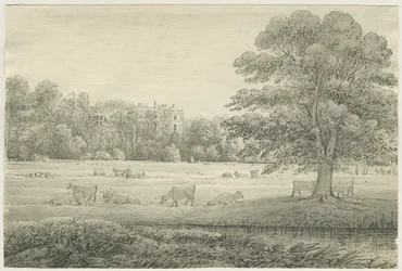 Hagley Hall: pen og vask tegning, 4. maj 1814