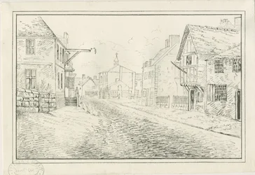 Rugeley Town - Wolseley Bridge to the Lichfield Road: pen- og blæktegning, nd [1814]