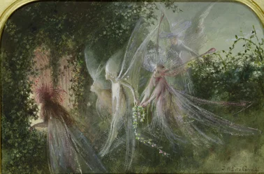 Fairies at a Window, ca. 1864 (wc og gouache)