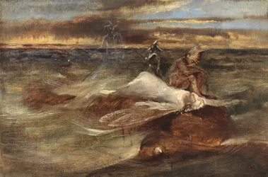 The Fairy and the Sea Serpent (olie på lærred lagt på panel)