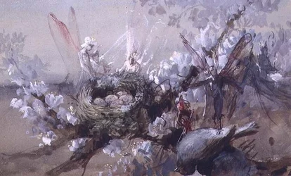 "Hvem dræbte Cock Robin?" (akvarel)