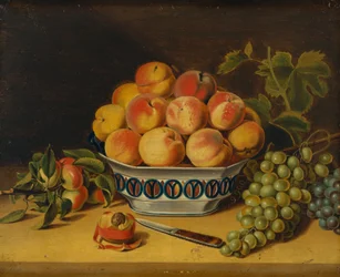 Stilleben: Fersken og druer, ca. 1825.