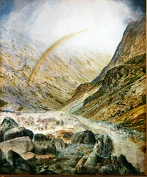 A Mountain Road, Flood Time (Honsiter Series no.3) 1868 (olie på papir lagt på lærred)
