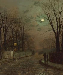 En våd vej, Knostrop, Yorkshire af John Atkinson Grimshaw, 1886