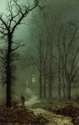 Elskende i en skov i måneskin, 1873