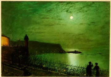 Scarborough by Moonlight fra trappen til Grand Hotel