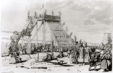 Ice Hills, fra "A Picturesque Representation of the Manners, Customs and Amusements of the Russians" af John Atkinson og James Walker, udgivet i 1804