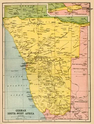 Kort over det tyske Sydvestafrika, Første Verdenskrig, c1920.