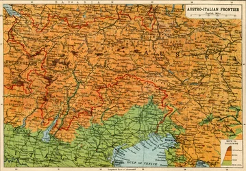 Kort over den østrig-italienske grænse, Første Verdenskrig, c1920.