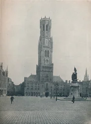 Markt og klokketårnet, Brugge, Belgien c1900 1914-1915