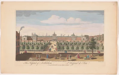 Udsigt over Betlem Royal Hospital i London Hospitalet i Betlehem (titel på objekt)