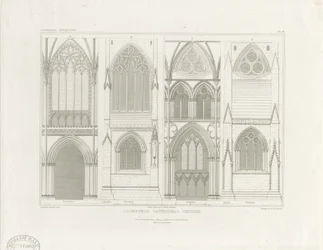 Interiør af Lichfield Cathedral - Skib og Kor: gravering, nd [c 1819] (tryk)
