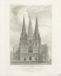 Lichfield Cathedral - Vestfronten: gravering, nd [c 1820]