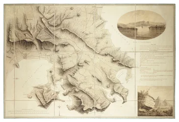Plan over omgivelserne til English Harbour, Antigua, ca. 1782 (blæk og lavering, segmenteret og med bagside)