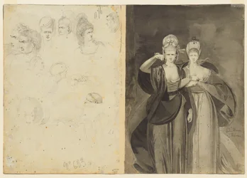 Skitser af hoveder verso, venstre, Two Women verso, højre, ca. 1770-1775.