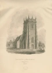 Adbaston Church: sepia tegning