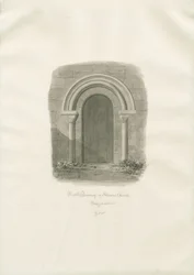Alrewas Kirke - Norddøråbning: sepia tegning