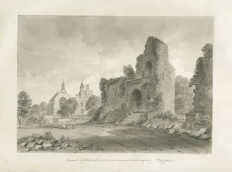 Alton Castle og "New Conventual School": sepia-tegning, 1847