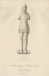Audley Monuments - "Audley Knight": sepia tegning, 1840