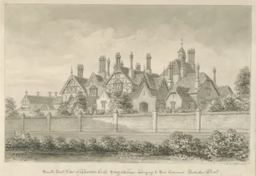 Barton under Needwood - "Barton Hall": sepia-tegning, 1839