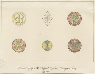 Blithfield Church - painted glass: pencil drawings, 1823dani