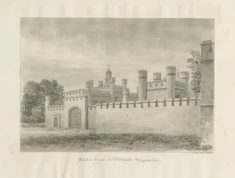 Blithfield Hall - Kitchen Court: sepia tegning